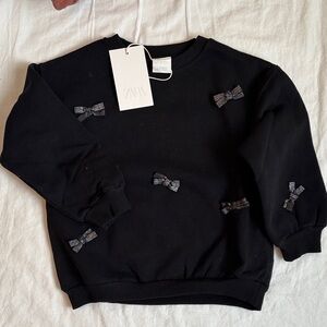 Zara Black Sweatshirt with Bow Details